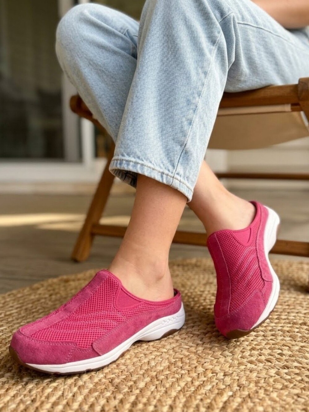 Easy Spirit Traveltime Backless Sneakers Size 8 Comfort Mules Pink. Women's